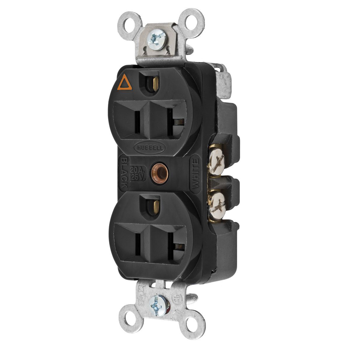 Straight Blade Duplex Receptacle, Hubbell-PRO Heavy Duty, 2-Pole 3-Wire Grounding, 20A 125V, 5-20R, Isolated Ground