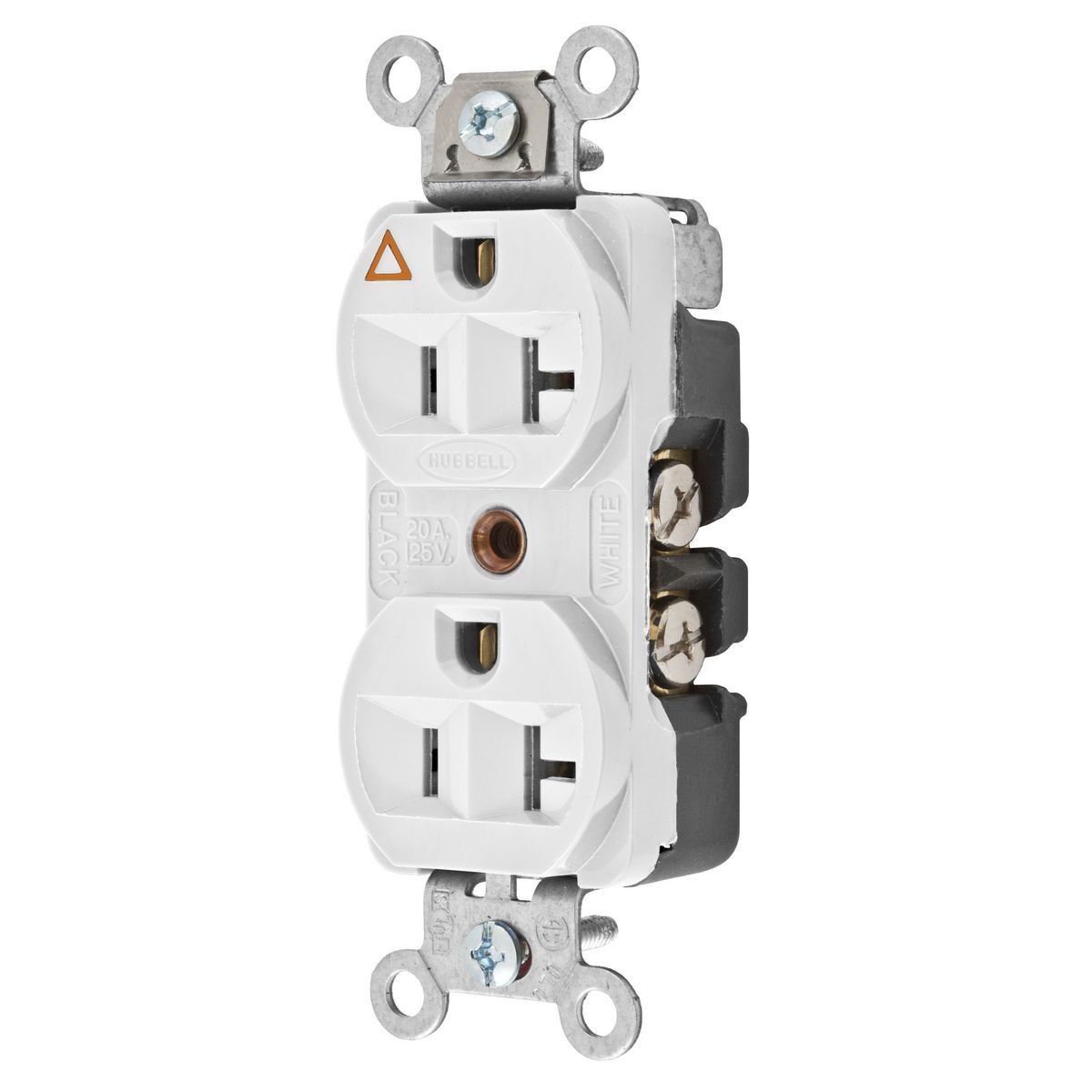Straight Blade Duplex Receptacle, Hubbell-PRO Heavy Duty, 2-Pole 3-Wire Grounding, 20A 125V, 5-20R, Isolated Ground