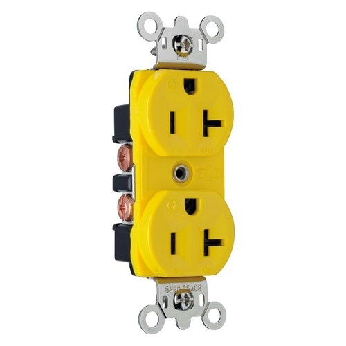 Corrosion- Dust- and, Moisture-Resistant Duplex Receptacle 20A 125V Yellow