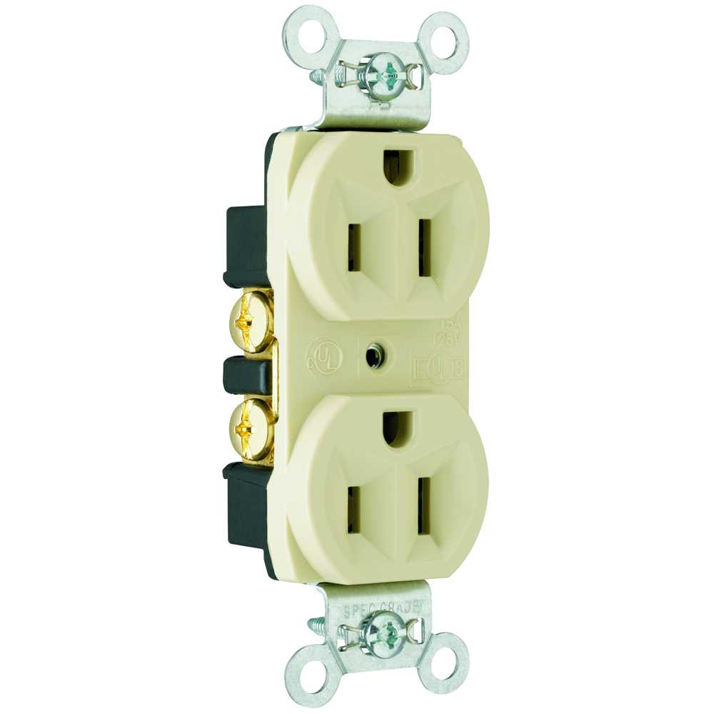 Construction Spec Grade Duplex Receptacle Back and, Side Wire 15amp 125volt Ivory