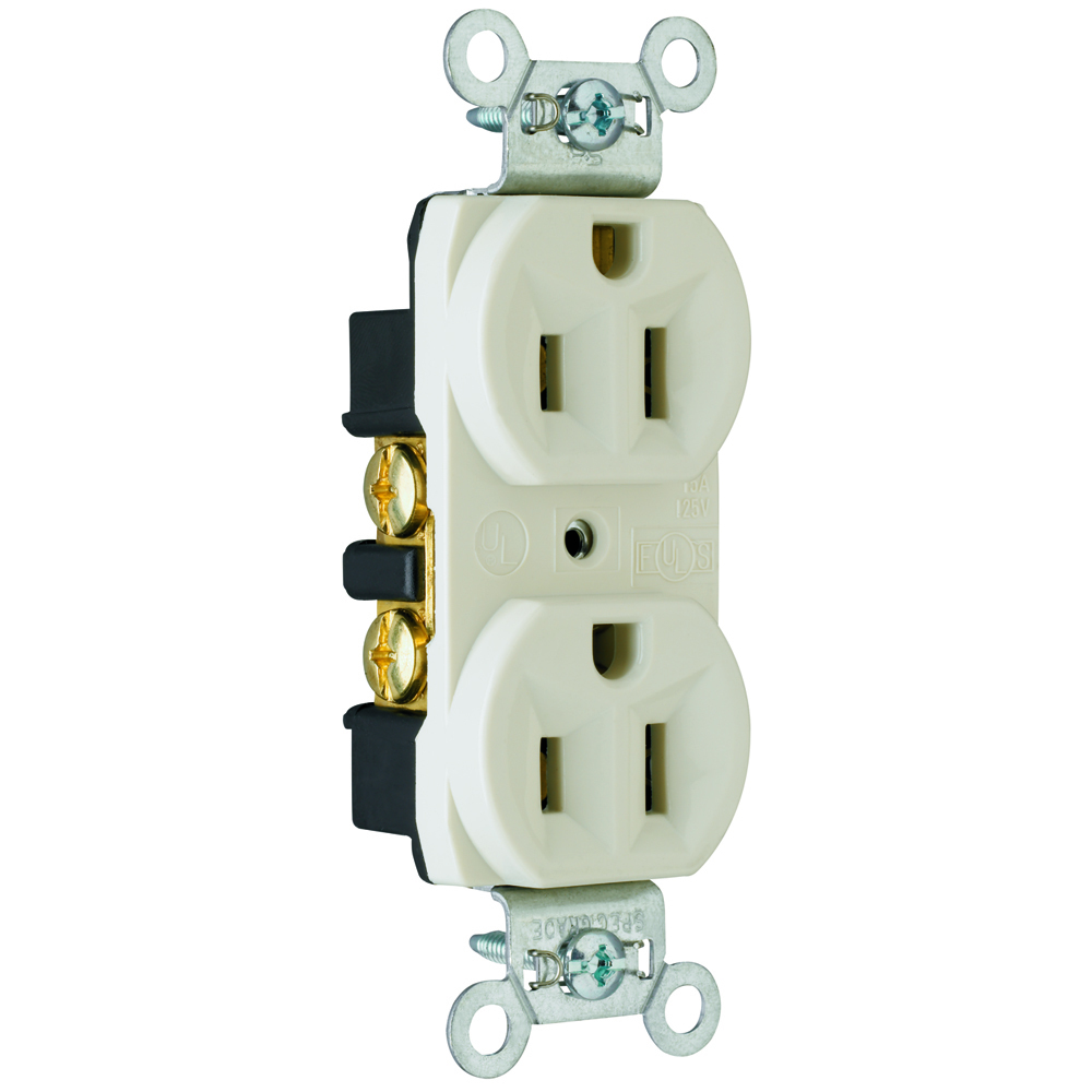 Construction Spec Grade Duplex Receptacle Back and, Side Wire 15amp 125volt Light Almond