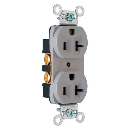 Construction Spec Grade Duplex Receptacle Back and, Side Wire 20amp 125volt Gray