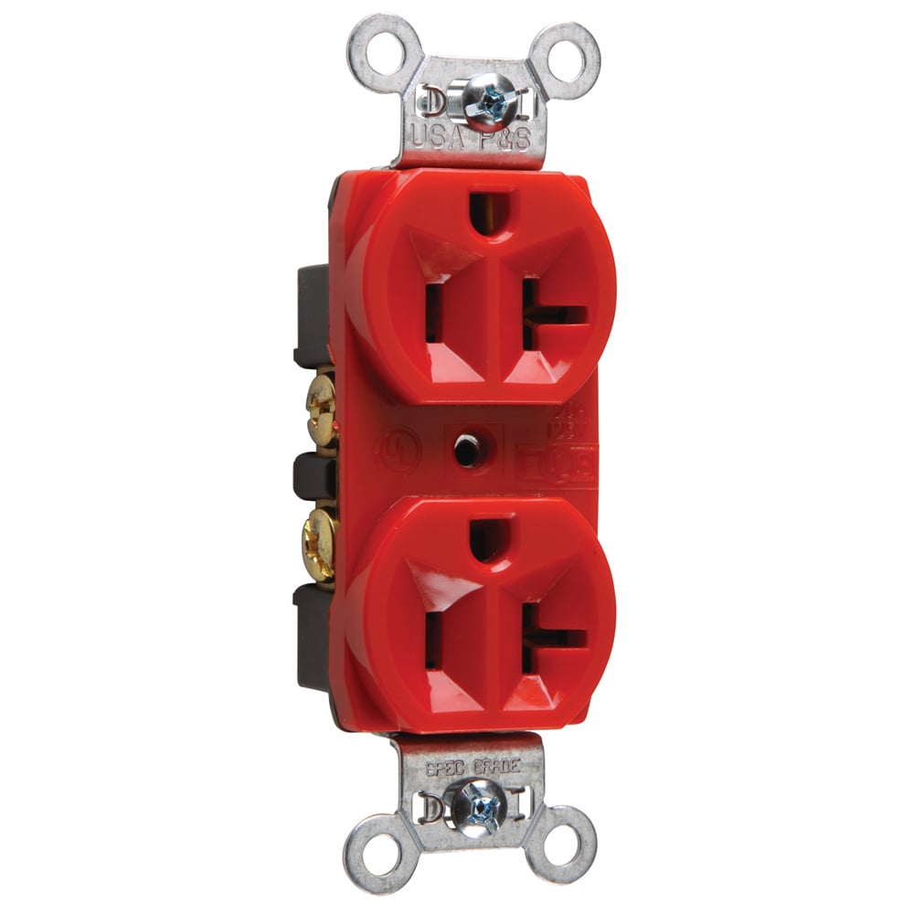 Construction Spec Grade Duplex Receptacle Back and, Side Wire 20amp 125volt Red