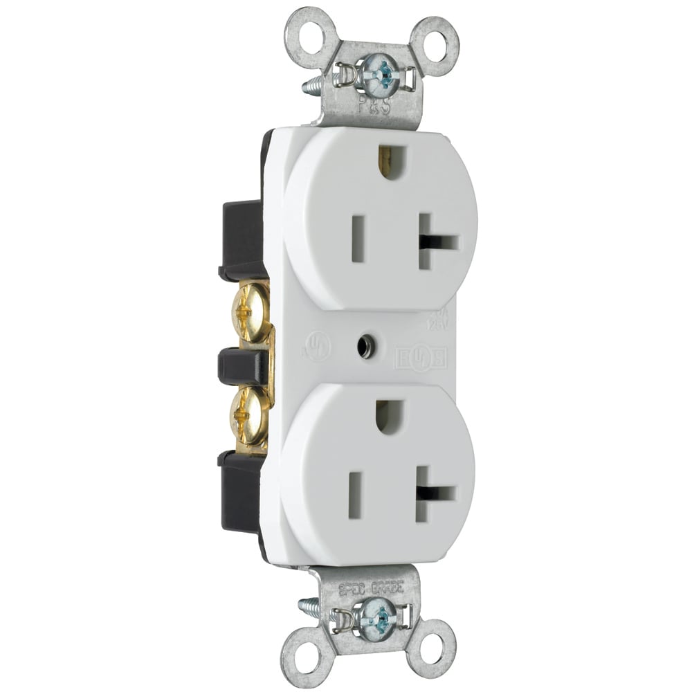 Construction Spec Grade Smooth Face Duplex Receptacle Back and, Side Wire 20amp 125volt White