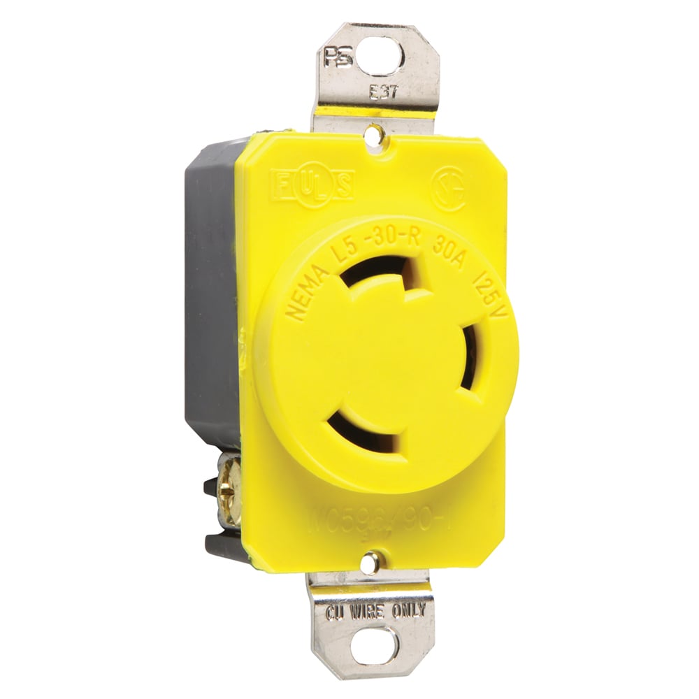 Turnlok Receptacle 3wire 30amp 125volt Corrosion Resistant, Yellow