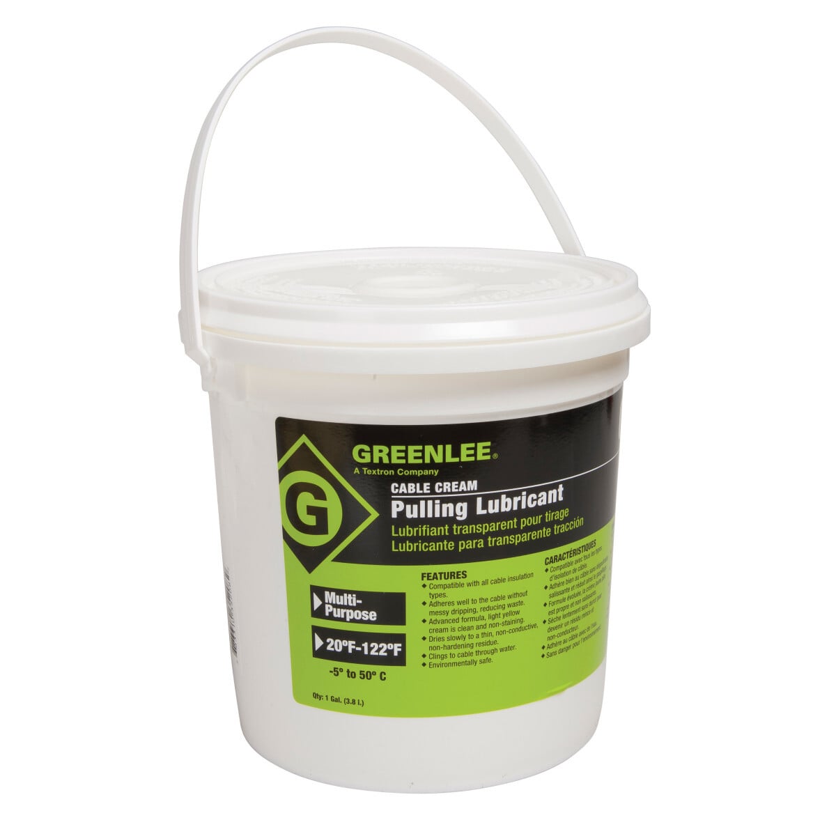 Advanced formula, light yellow cream makes pulling faster and easier.     Compatible with all cable insulation types.     Dries slowly to a thin, non-conductive, non-hardening residue.     Adheres well to the cable without messy dripping.     Reduces waste.     Cleans up easily.     Non-staining.     Won't break down or separate after exposure to freezing cold or blistering heat.     Environmentally safe/non-hazardous.