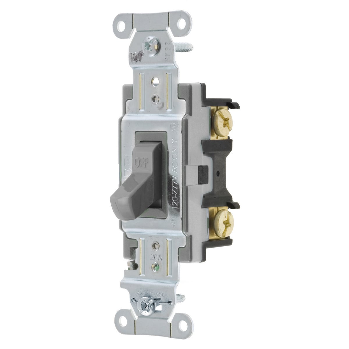 Toggle Switch, Commercial Grade, Single-Pole, 20A 120/277V AC, Side Wired