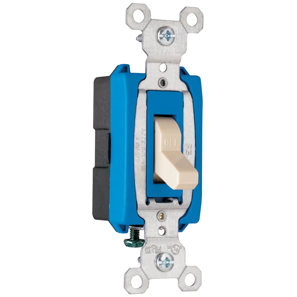 Commercial 1pole Switch, Side Wire, 15amp 120/277volt, Ivory.