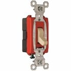 Commercial single pole switch in ivory with side wire, has a high strength thermoplastic polycarbonate toggle whichresists to breaking and chipping under heavy abuse. The one-piece brass alloy contact arm allows for reliable electrical performance. Also, the one-piece steel strap with integral ground is plated for corrosion resistance. Its heavy-duty toggle bumpers give it a smooth and quiet operation. Its back body is made of glass-reinforced nylon. Its locking support provide resistance to face and back body separation. 20amp 120/277volt.