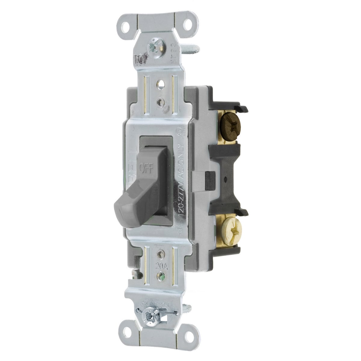 CS320GY 3-Way General Purpose Standard Toggle Switch, 120 to 277 V AC, 20 A, 5540 W Power Rating, 2-Position Contact