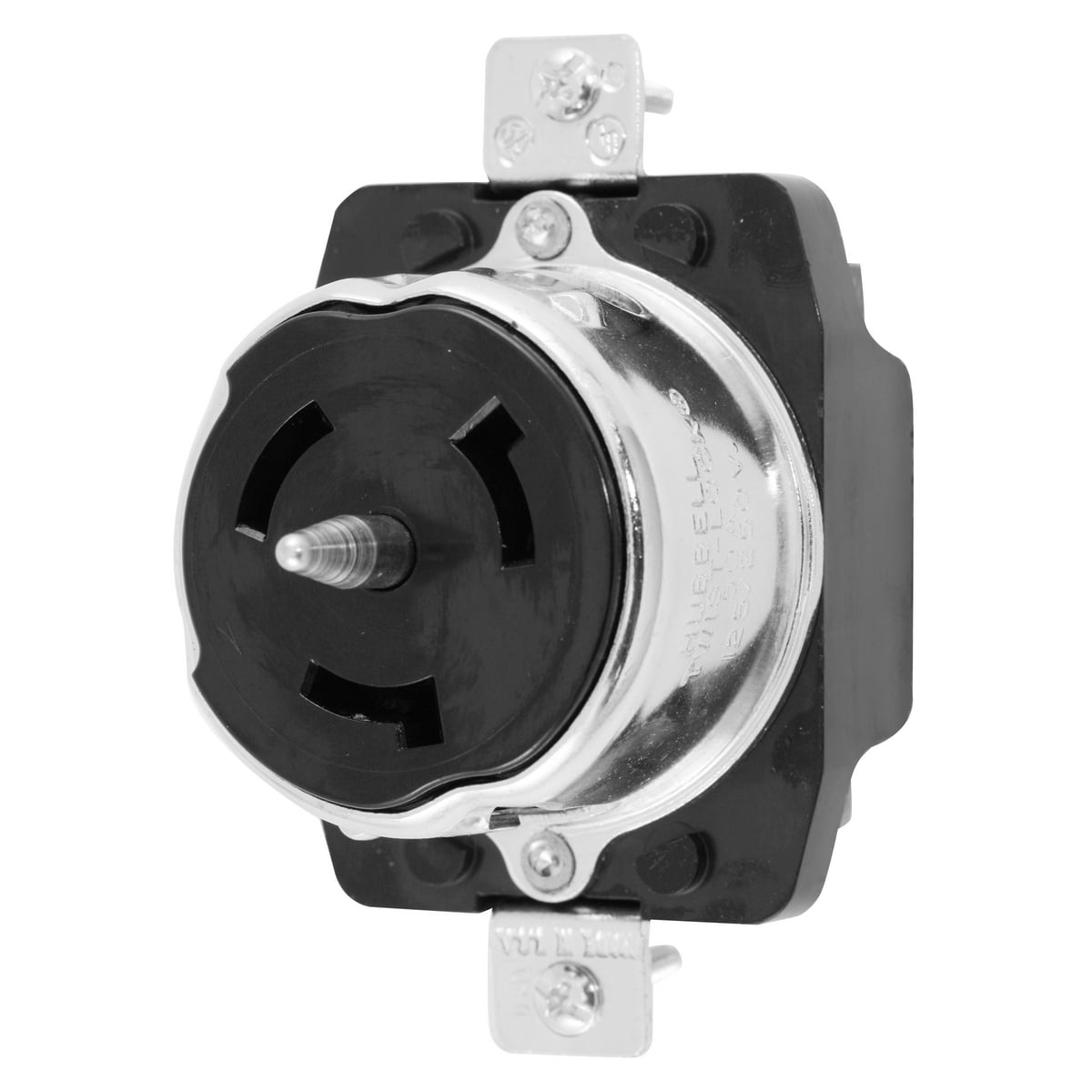Locking Devices, Twist-Lock, Industrial, Receptacle, 50A 125/250V, 3-Pole 4-Wire Grounding, Non-NEMA, Screw Terminal, Black