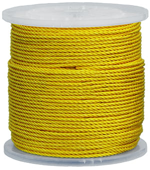 Pull Rope, 1/4 in. x 1200 ft. cable size, 113 lb. load, Light Weight and Strong construction, Polypropylene, Yellow
