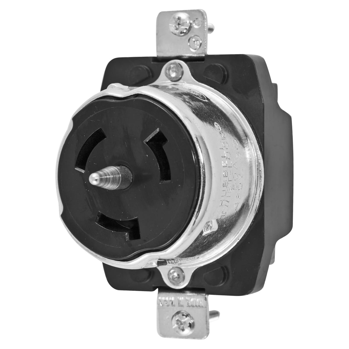 Locking Devices, Twist-Lock, Industrial, Receptacle, 50A 3-Phase 480V AC, 3-Pole 4-Wire Grounding, Non-NEMA, Screw Terminal, Black