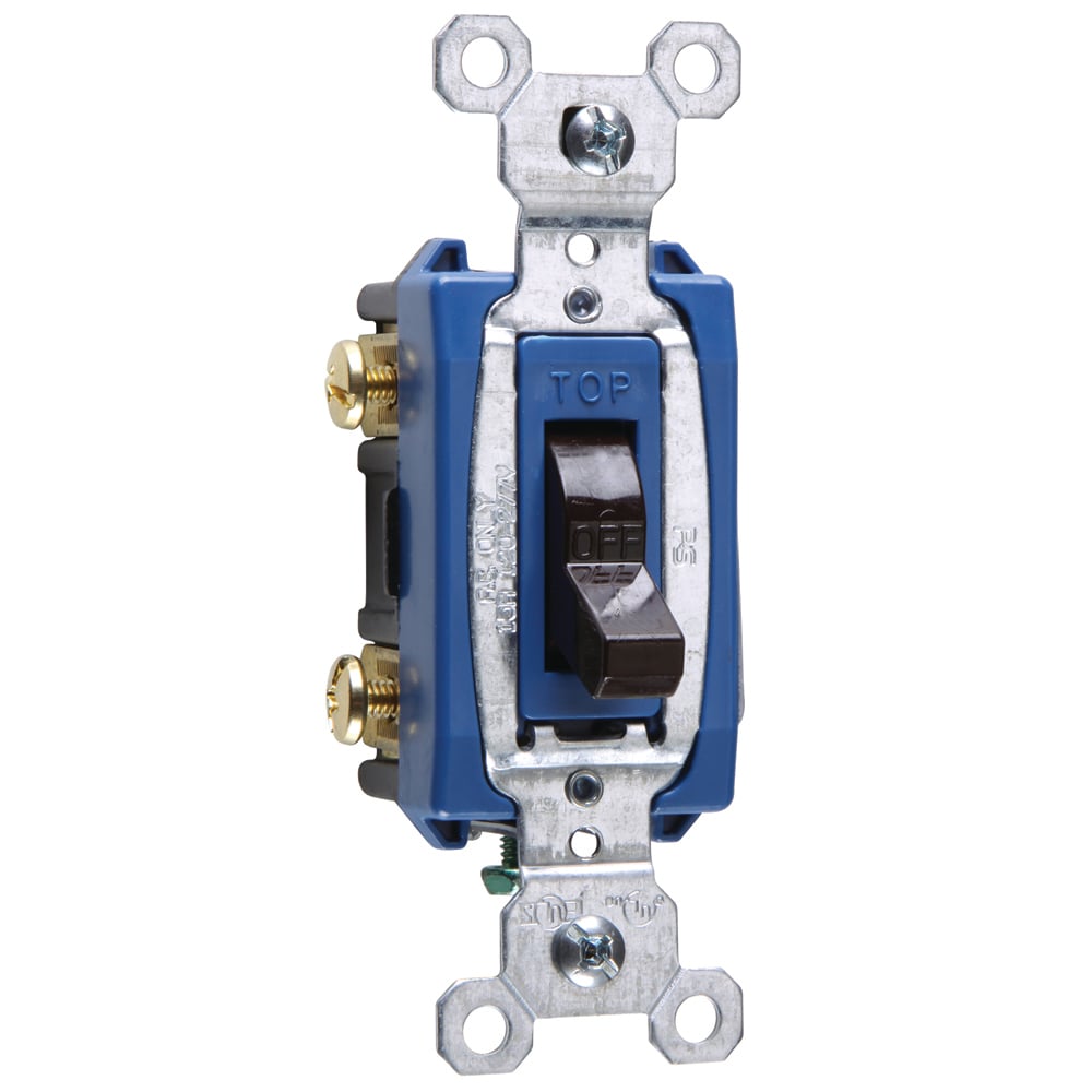 Construction 2pole Switch, Back and, Side Wire, 15amp 120/277volt, Brown.