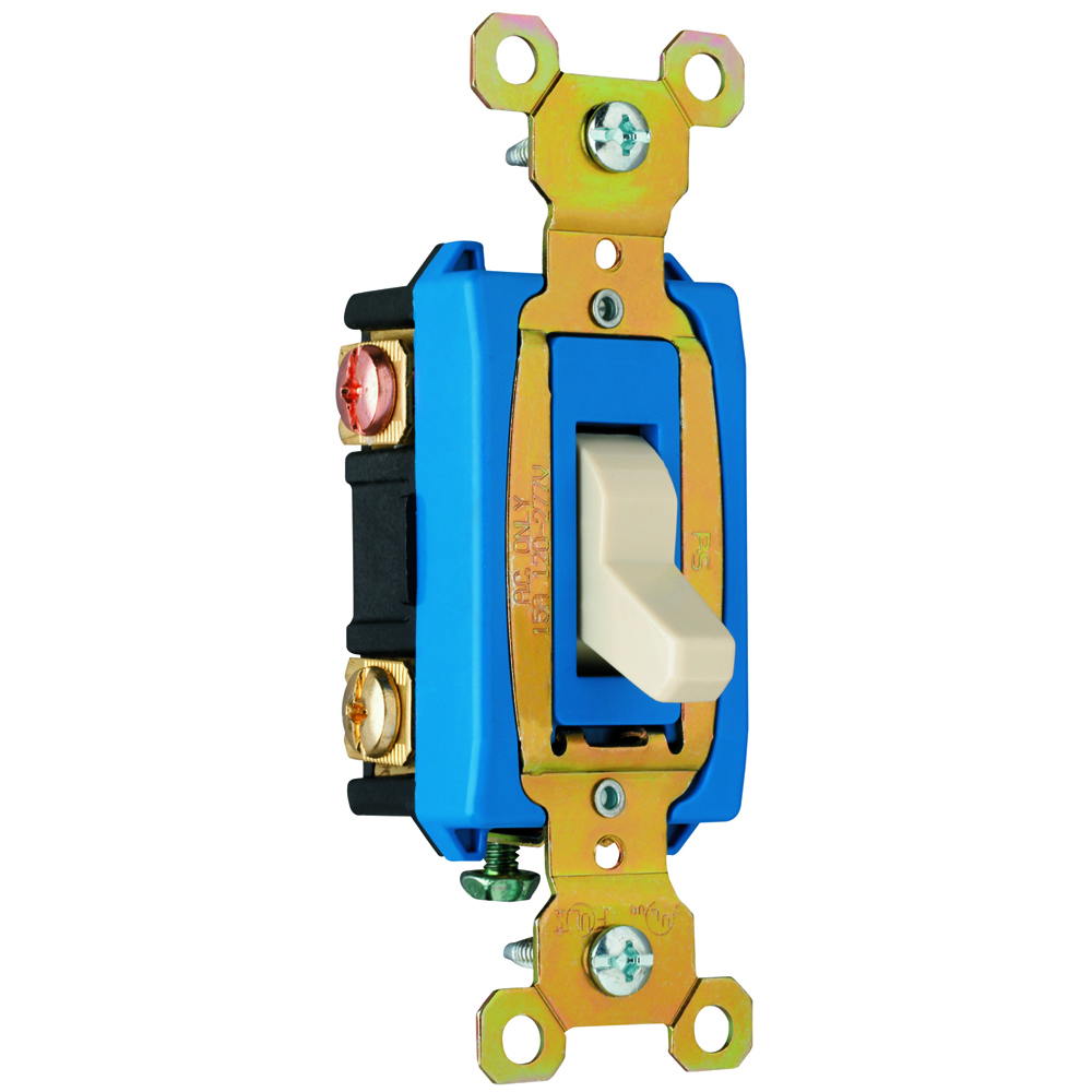 Construction 3way Switch, Back and, Side Wire, 15amp 120/277volt, Ivory.