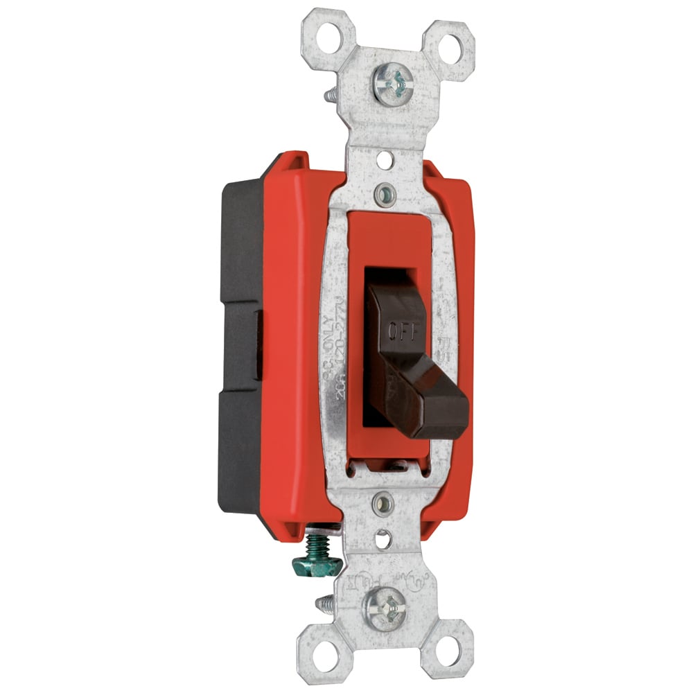 Construction 1pole Switch, Back and, Side Wire, 20amp 120/277volt, Brown.