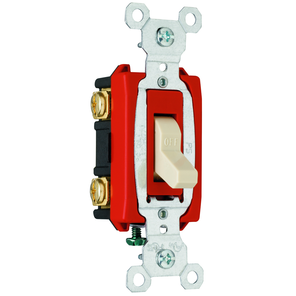 Construction 2pole Switch, Back and, Side Wire, 20amp 120/277volt, Ivory.