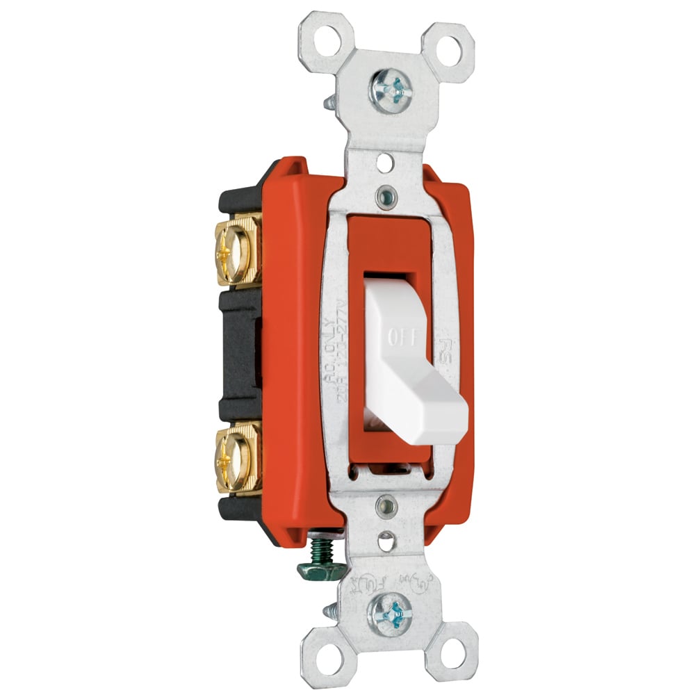 Construction 2pole Switch, Back and, Side Wire, 20amp 120/277volt, White.