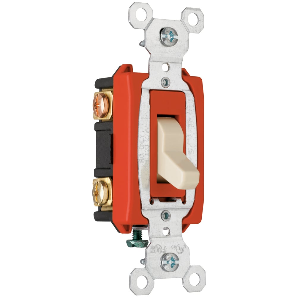 Construction 3way Switch, Back and, Side Wire, 20amp 120/277volt, Ivory.