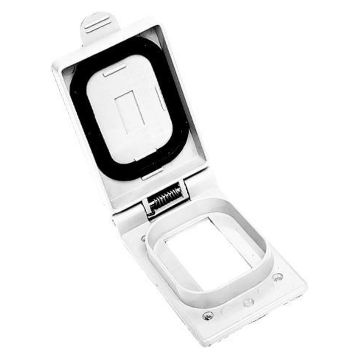 Wallplates and Boxes, Weatherproof Covers, 1-Gang, 1) GFCI Opening, Standard Size, White