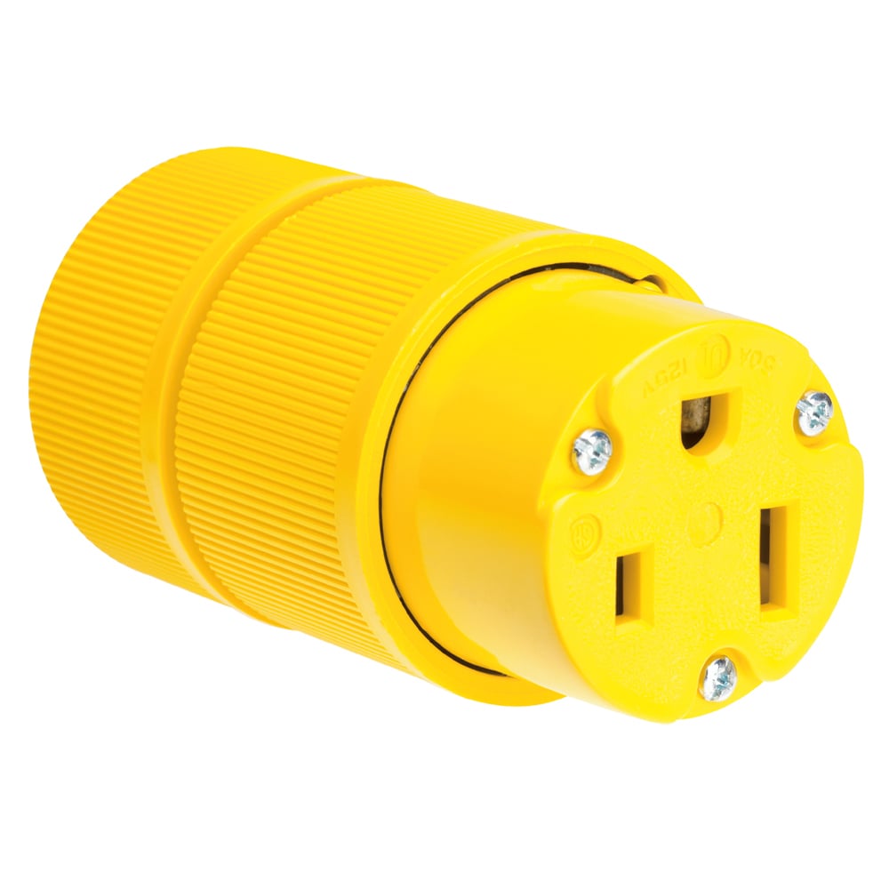 Gator Grip Connector, 2pole 3wire 50amp 125volt Grounding, Yellow