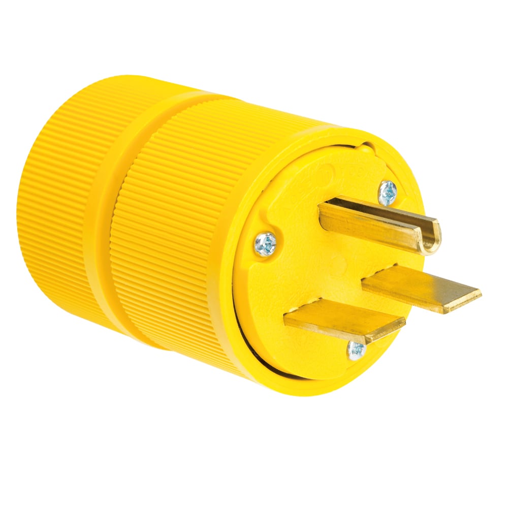 Gator Grip Plug, 2 pole 3 Wire, 30 amp 250V Grounding,Yellow