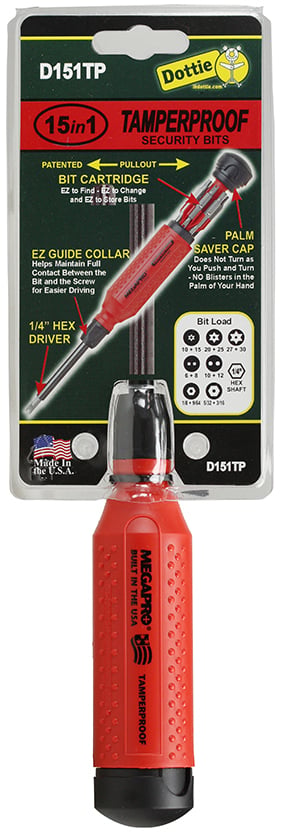 Megapro, Screwdriver Set, Hex Pin-1/8 IN, 9/64 IN, 5/32 IN, 3/16 IN, Spanner-#6, #8, #10, #12, Star Pin-T10, T15, T20, T25, T27, T30 tip size, Hex Pin, Spanner, Star Pin tip type, Black/Red handle color, 1/4 in. blade width, Hex shank shape