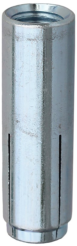 Drop in Anchor, 1 in. length, 1 in. minimum embedment depth, 1/4-20 in. thread size, 20 thread per inch, 3/8 in. drill size, Stainless Steel material, Zinc Plated Finish