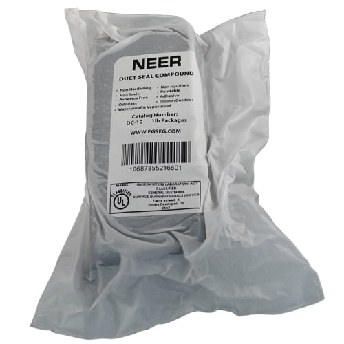 Duct Sealing Compound, FDA Approved, Base: non-drying synthetic polymers and oils, Shelf life: unlimited, Temperature tolerance range: -30 DEG F/-34.4 DEG C to 175 DEG F/79.4 DEG C., UL Standard: 723, Size: 1 lb./0.45 kg. bag