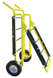 General Duty Dolly, Hard Rubber wheel type, 650 lb. horizontal load capacity, 48.5 in. overall height, 10 in. wheel diameter. Supplied with eight 18-1/2" removable bars to accommodate various sizes of wire spools. Hinge allows unit to fold flat when transporting wire.