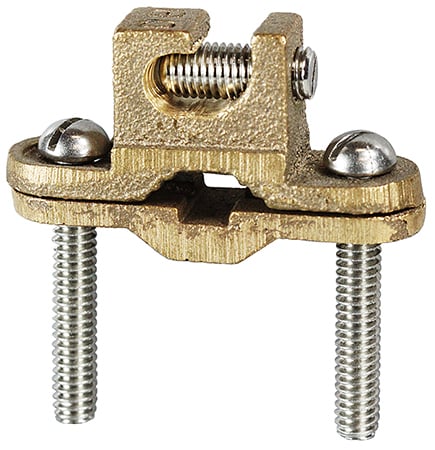 Bare Ground Clamp, 10 SOL to 2 STR conductor size, Bronze material, 1/2 to 1 in. pipe size, Direct Burial Lay in Feature