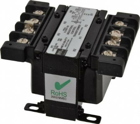 Encapsulated Industrial Control Transformer 50VA, Volts Primary: 208/240/480/600, 200/230/460/575, Volts Secondary: 120/24, 115/23, Frequency: 60 HZ