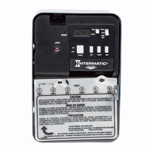 The NEMA 1 - 240 V (50/60 Hz.) DPST w/ External Load Indicator And Load Override This time switch provides control for electric water heaters with to-the-minute accuracy in programming and time keeping. These time switches  can be programmed for repeat daily scheduling, 5-Day work week scheduling, weekend  scheduling or individual day scheduling.