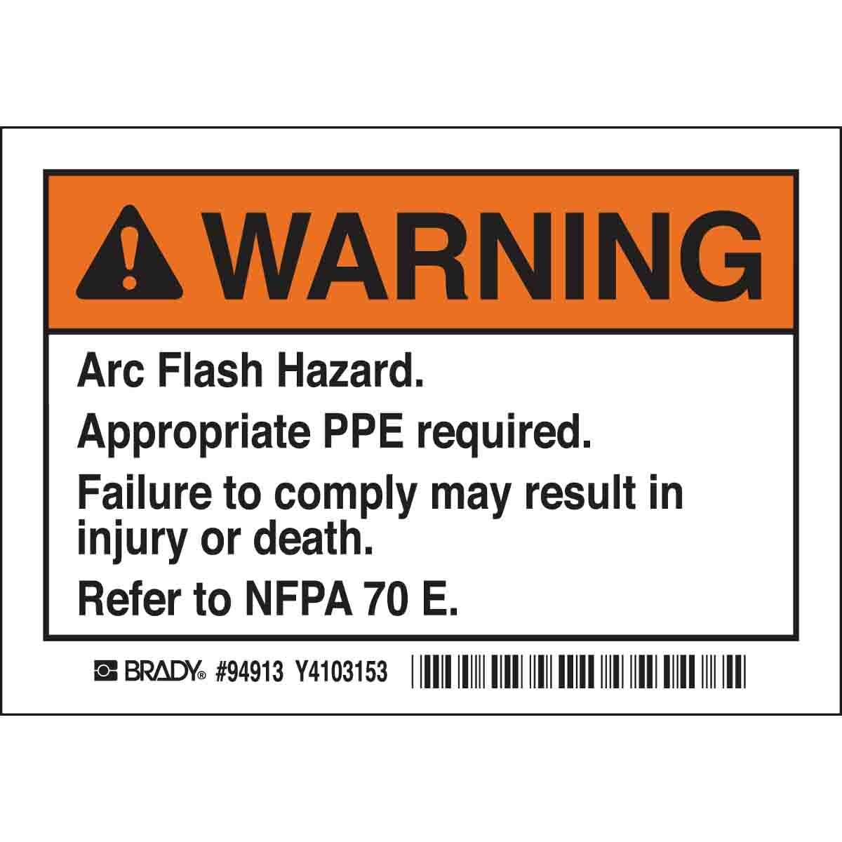 Label,B302,5x3.5,Bk/Or/Wt,94913,5/PK