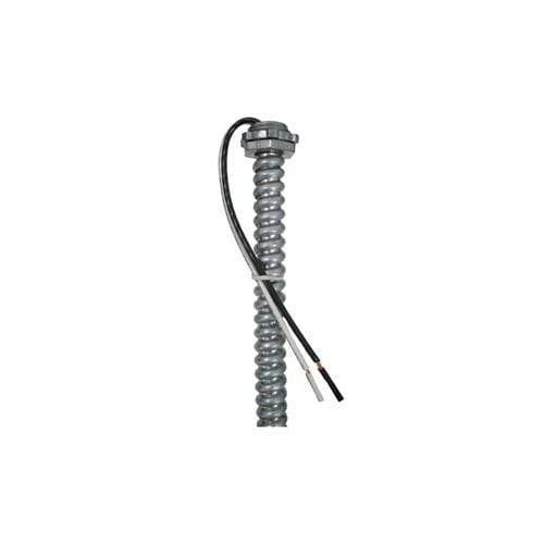 EPCO, Fixture Whip, Stranded Wire, Number Of Conductors: 2, Conductor Size: (2) 14 AWG, Voltage Rating: 120 V, Insulation Material: THHN, Color: Black,White, Length: 6 FT, Conduit Size: 3/8 IN, Includes: Die Cast Screw-In Connectors