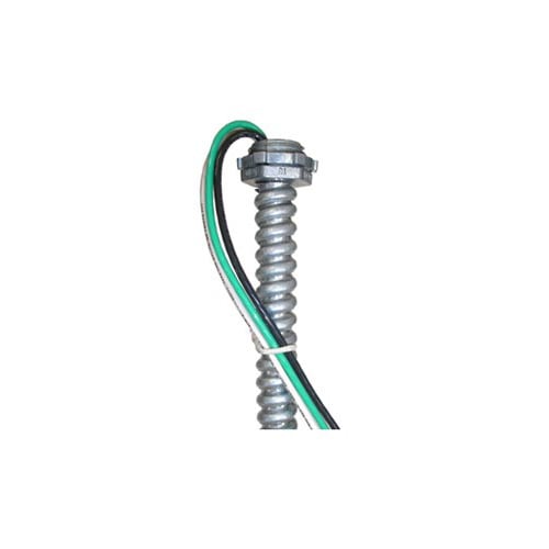 EPCO, Fixture Whip, Stranded Wire, Number Of Conductors: 3, Conductor Size: (3) 16 AWG, Voltage Rating: 120 V, Insulation Material: THHN, Color: Black,White,Green, Length: 6 FT, Conduit Size: 3/8 IN, Includes: Die Cast Screw-In Connectors