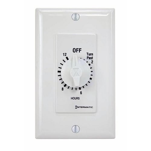 This 12 hour white Decorator Auto-Off Timer is designed to replace any standard wall switch - single or multi-gang. The energy-efficient mechanical timer does not  require electricity to operate. In addition, it automatically limits the ON times  for fans, lighting, motors, heaters, and other energy consuming loads.
