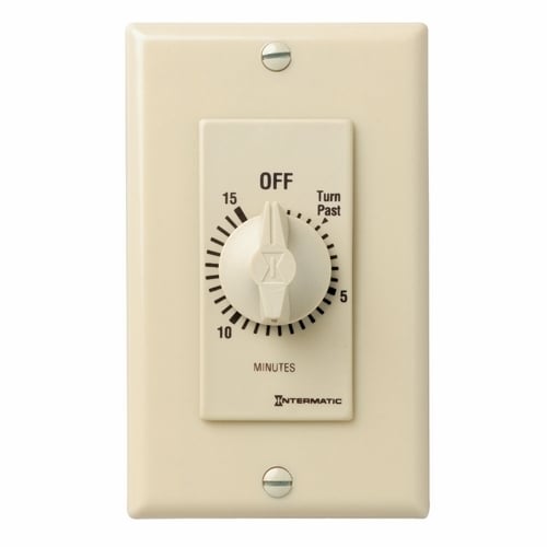 The FD Series 15 min Ivory Decorator Auto-Off Timers are designed to replace any standard wall switch - single or multi-gang. This series of energy-efficient mechanical timers do not require electricity to operate. In addition, they automatically limit the ON times for fans, lighting, motors, heaters, and other energy consuming loads.