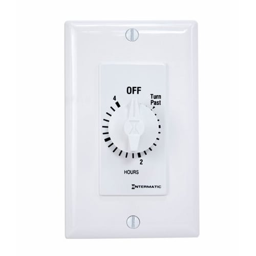 This 4 hour white Decorator Auto-Off Timer is designed to replace any standard wall switch - single or multi-gang. The energy-efficient mechanical timer does not  require electricity to operate. In addition, it automatically limits the ON times  for fans, lighting, motors, heaters, and other energy consuming loads.