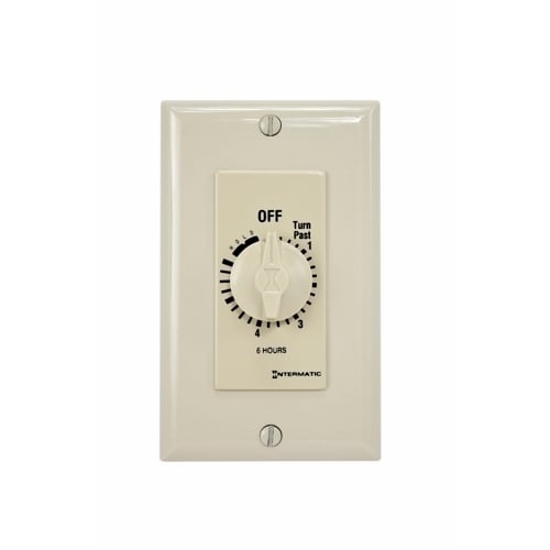 The IV 6HR S/W T/S W/HOLD SPST  This Decorator Auto-Off Timer is designed to replace any standard wall switch - single or multi-gang. The energy-efficient mechanical timer does not  require electricity to operate. In addition, it automatically limits the ON times for fans, lighting, motors, heaters, and other energy consuming loads.