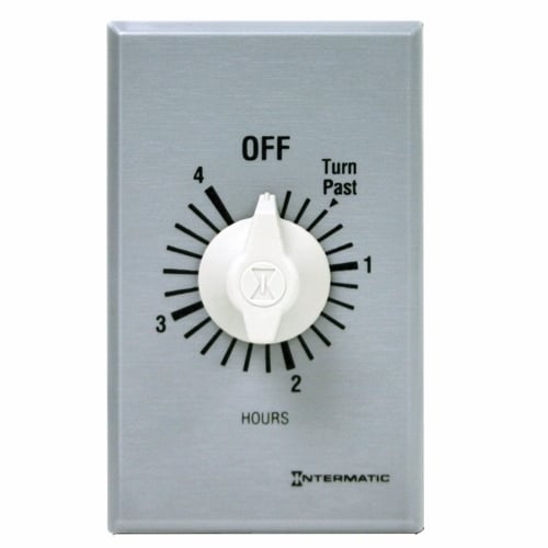 This 4 hour Commercial Auto-Off Timer is designed to replace any standard wall switch - single or multi-gang. This energy-efficient mechanical timer does not  require electricity to operate. In addition, it automatically limits the ON times  for fans, lighting, motors, heaters, and other energy consuming loads.
