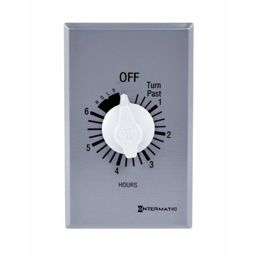 The 6 Hour 125-277 V SPST w/ Hold For Continuous Duty Commercial Auto-Off Timer is designed to replace any standard wall switch - single or multi-gang. This energy-efficient mechanical timer does not require electricity to operate. In addition, it automatically limits the ON times for fans, lighting, motors, heaters, and other energy consuming loads.