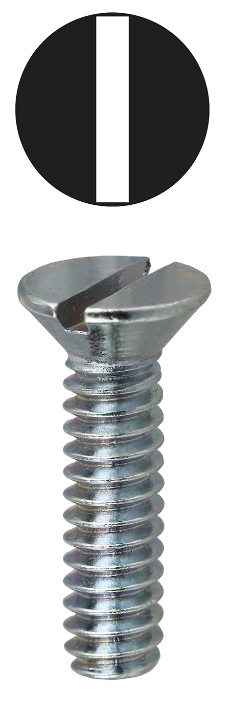 FM141 Machine Screw, 1/4-20, 1 in OAL, Steel, Flat Head, Zinc Plated, Slotted Drive