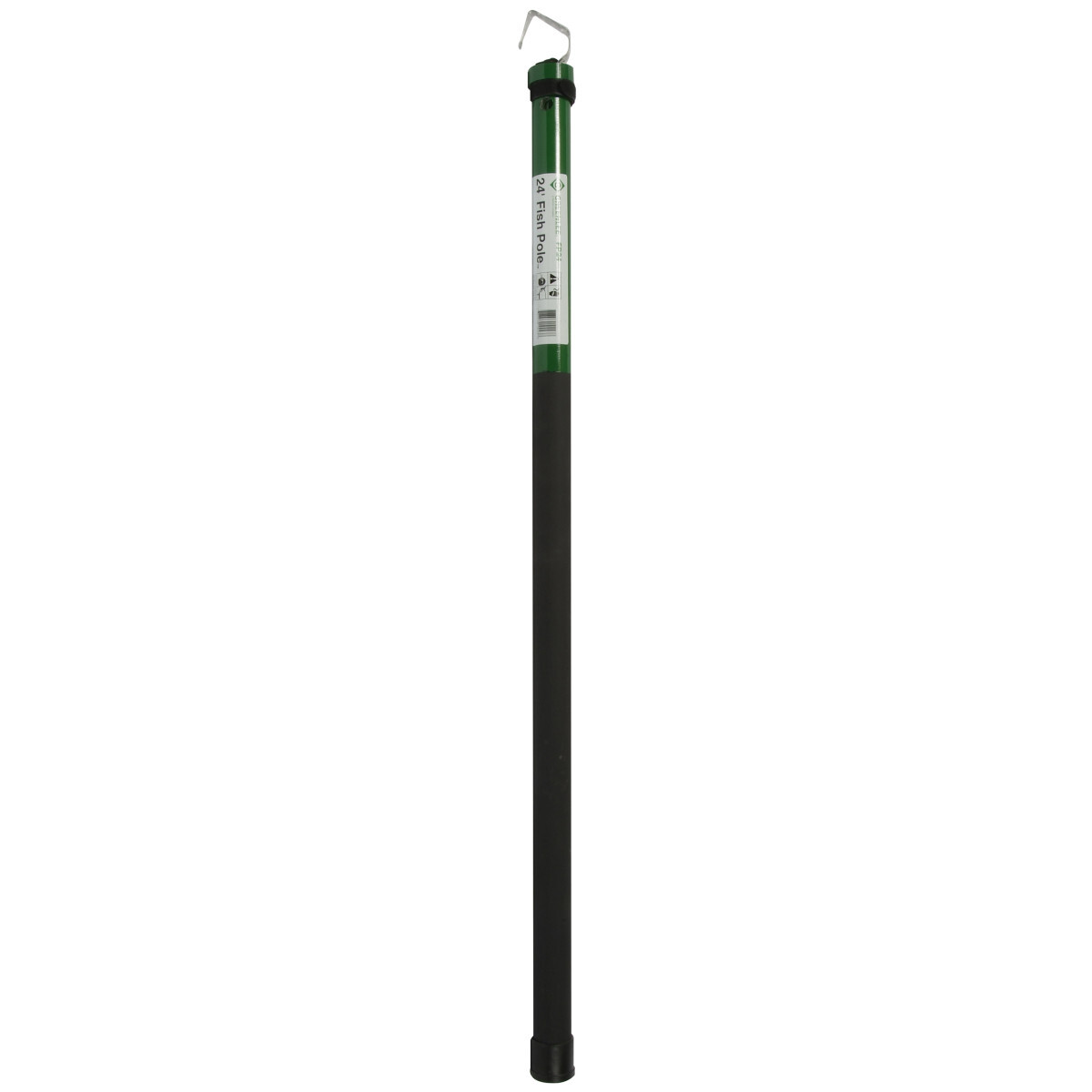 Designed specifically for pushing and pulling wires over long distances.  Push or pull wires over suspended ceilings, under sub-floors or crawl spaces and in attics.  Non-conductive, high-impact construction.  Velcro strap secures pole when in collapsed position.  Self-contained, no loose parts.  Lightweight design to minimize fatigue.  Fish Pole 24 FT collapses to 50 IN x 2 1/4 IN and uses snap-lock buttons to maintain extended reach capabilities.  Install suspension wires for drop ceilings.