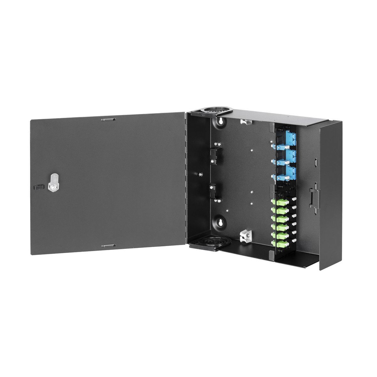 OPTIchannel Wall Mount Cabinet, Single- Door, 4) FSP Adapters (Unloaded).