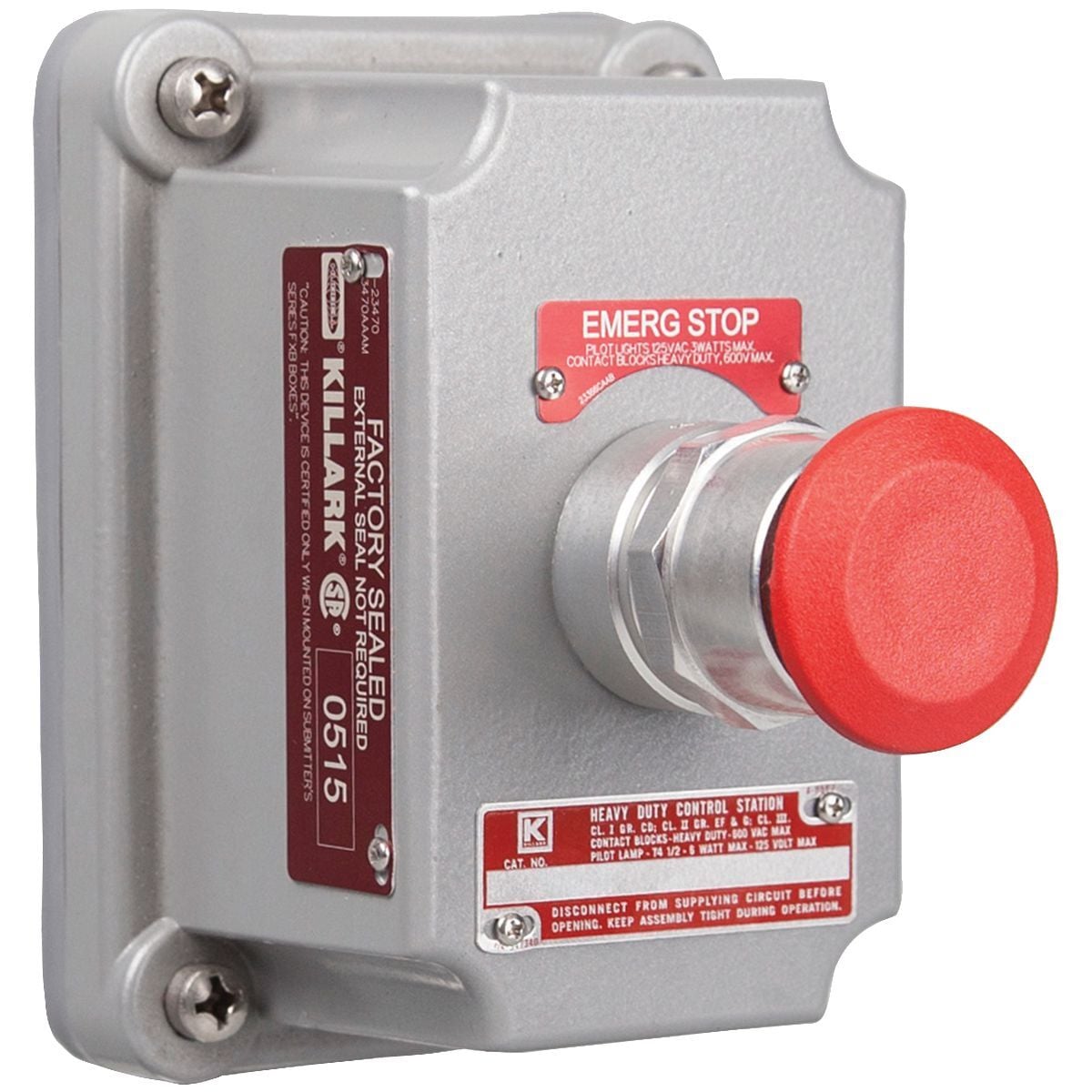 FXCS Series - Aluminum Maintained Contact Push/Pull Mushroom Red-Factory Sealed- 1NO/1NC Contact