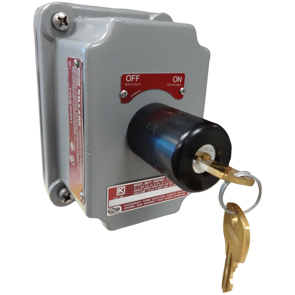 FXCS Series - Aluminum Maintained Contact 2-Position Selector Switch Cover With Device - Factory Sealed - "Off - On"/Blank Nameplate -2NO/2NC Contact Rating