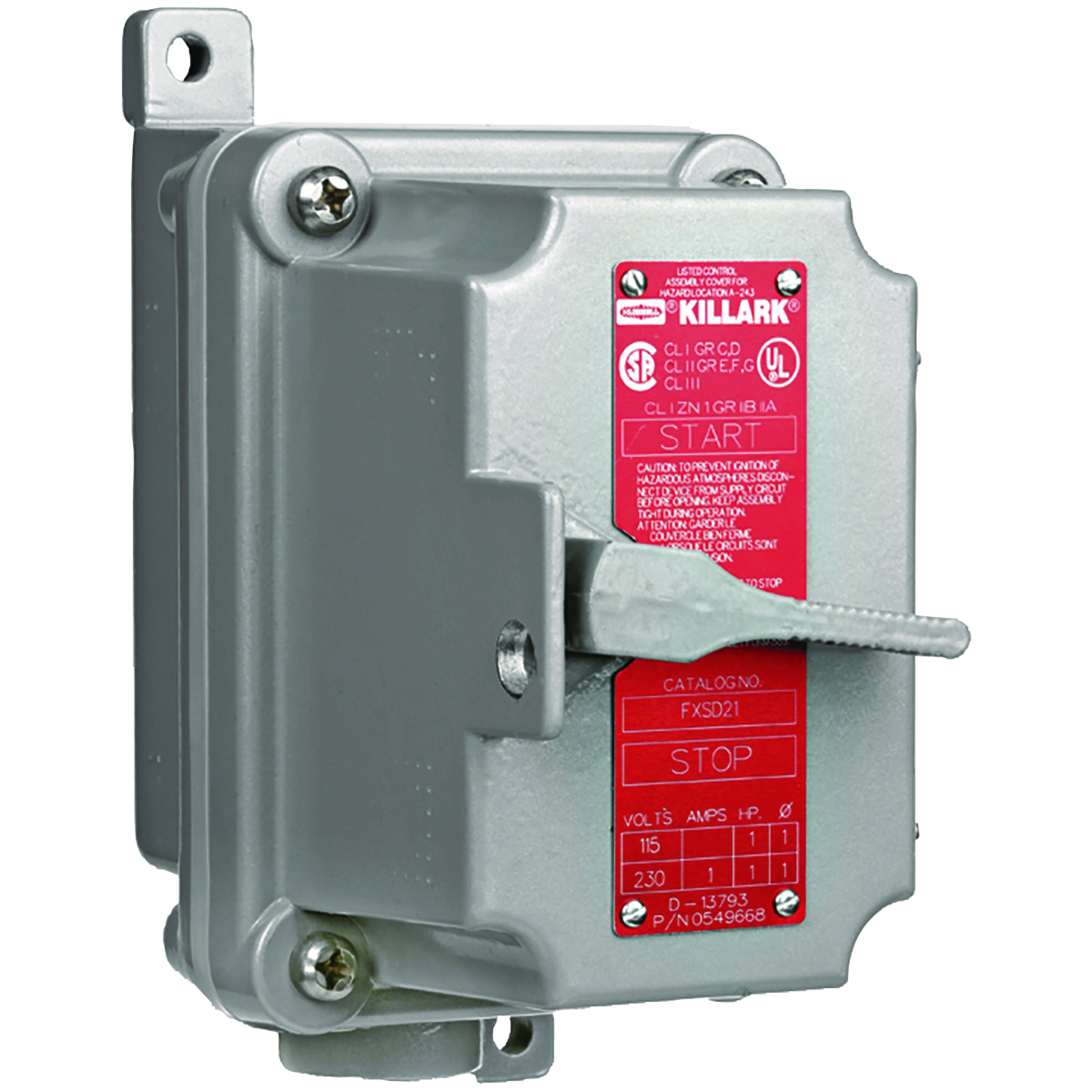 FXS Series - Aluminum Dead-End 1-Pole Tumbler Switch Unit - Factory Sealed - Hub Size 1/2 Inch - 20A