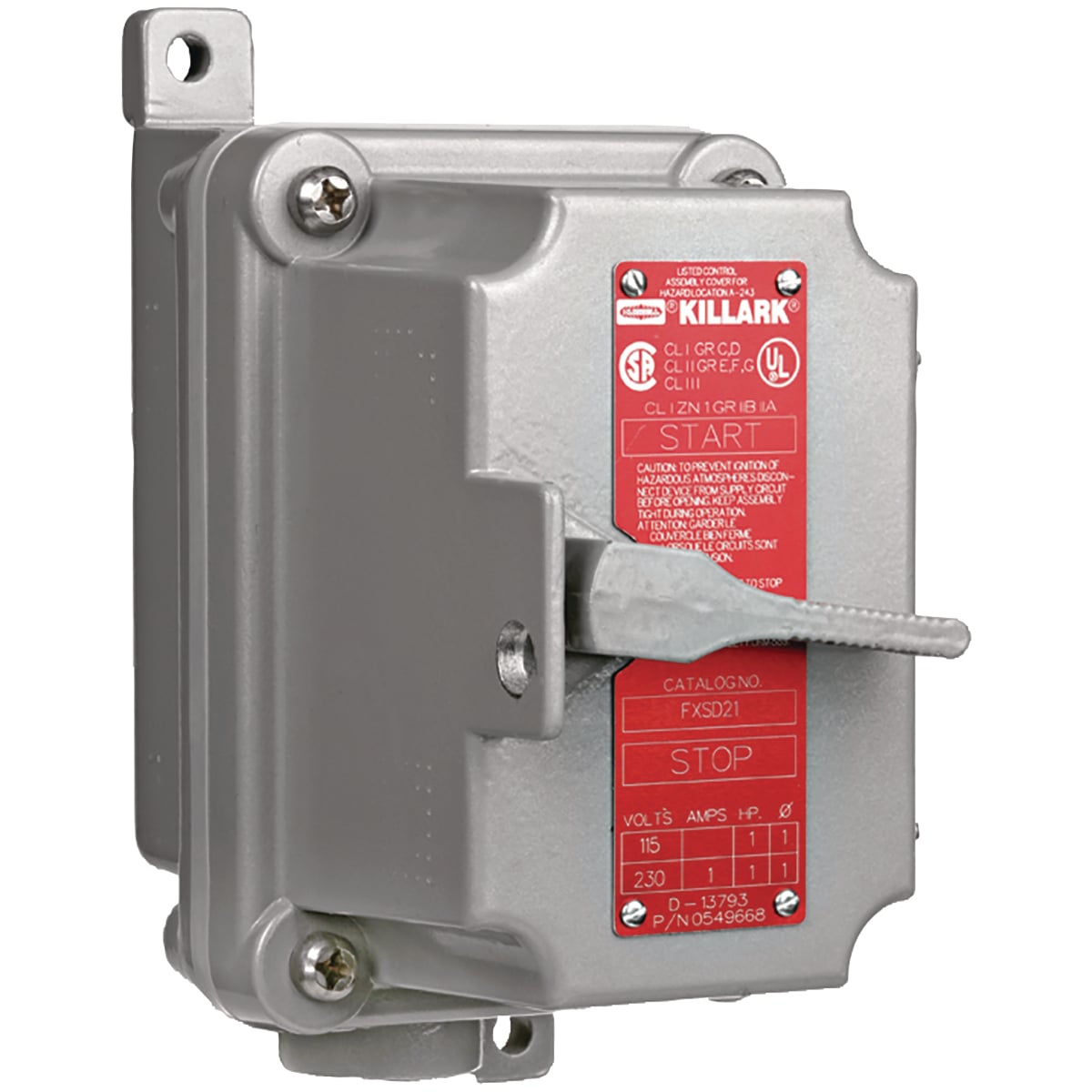 FXS Series - Aluminum Dead-End 1-Pole Tumbler Switch Unit - Factory Sealed - Hub Size 3/4 Inch - 20A