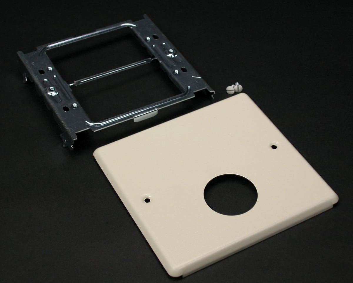 2-Gang Single Receptacle Plate; Snap-On Mount, Steel, Gray
